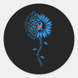Blue Ribbon Sunflower November Diabetes Awareness Ronde Sticker