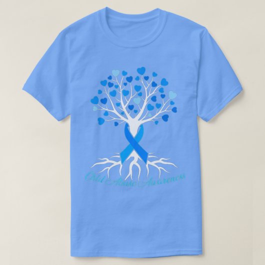 Blue Ribbon Tree Heart Child Abuse Prevention Mont T-shirt (Design voorkant)