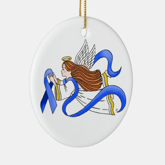 "Blue Ribbon" van Awareness Angel Keramisch Ornament (Rechts)