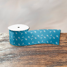 Blue Ribbon van Fish Bone Pattern Satijnen Lint