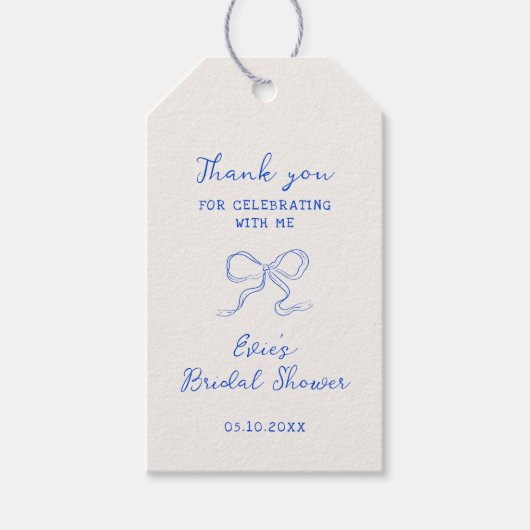 Blue Ribbon Vrijgezellenfeest Cadeaulabel (Voorkant)