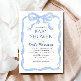 Blue Ribbon Waterverf Bow Boy Baby shower Kaart