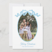 Blue Ribbon Waterverf Vakantie Label Kaart (Voorkant)