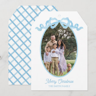 Blue Ribbon Waterverf Vakantie Label Kaart