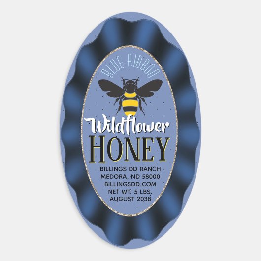 Blue Ribbon Wildflower Honey Ovale Sticker