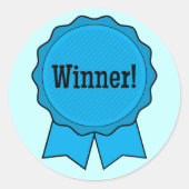 Blue Ribbon Winner Ronde Sticker (Voorkant)