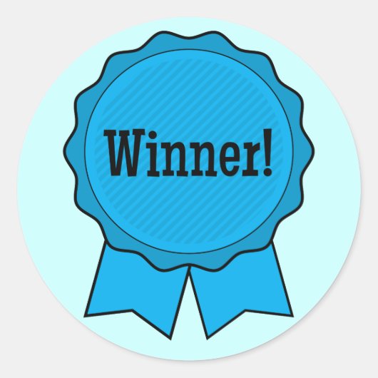 Blue Ribbon Winner Ronde Sticker (Voorkant)