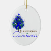 Blue Ribbon Xmas Awareness Season Keramisch Ornament (Rechts)