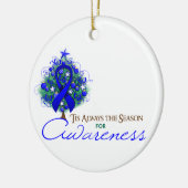 Blue Ribbon Xmas Awareness Season Keramisch Ornament (Links)