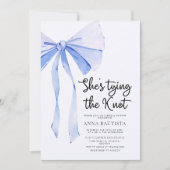 Blue Ribbon Ze bindt het knoop Vrijgezellenfeest Kaart (Voorkant)