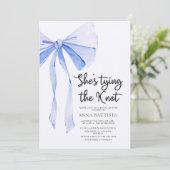Blue Ribbon Ze bindt het knoop Vrijgezellenfeest Kaart (Staand voorkant)