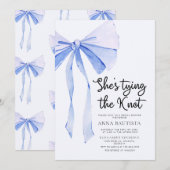 Blue Ribbon Ze bindt het knoop Vrijgezellenfeest Kaart (Voorkant / Achterkant)