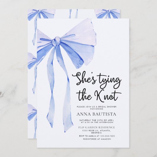 Blue Ribbon Ze bindt het knoop Vrijgezellenfeest Kaart (Voorkant / Achterkant)