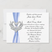 Blue Ribbon Zilveren Zwanen uitnodiging (Voorkant)