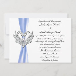 Blue Ribbon Zilveren Zwanen Uitnodiging