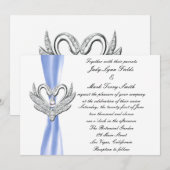 Blue Ribbon Zilveren Zwanen uitnodiging (Voorkant / Achterkant)