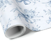 Blue Ribbons and Bows Toile Coquette Pattern  Cadeaupapier (Rol Hoek)