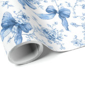Blue Ribbons and Bows Toile Coquette Pattern  Cadeaupapier (Rol Hoek)