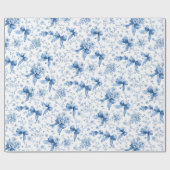 Blue Ribbons and Bows Toile Coquette Pattern  Cadeaupapier (Vlak)