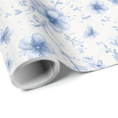 Blue Ribbons and Bows Toile Coquette Pattern  Cadeaupapier (Rol Hoek)