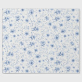 Blue Ribbons and Bows Toile Coquette Pattern  Cadeaupapier (Vlak)