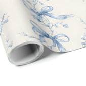 Blue Ribbons and Bows Toile Coquette Pattern  Cadeaupapier (Rol Hoek)