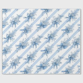 Blue Ribbons and Bows Toile Coquette Pattern  Cadeaupapier (Vlak)
