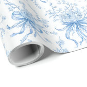 Blue Ribbons and Bows Toile Coquette Pattern  Cadeaupapier (Rol Hoek)
