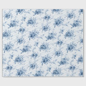 Blue Ribbons and Bows Toile Coquette Pattern  Cadeaupapier (Vlak)