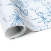 Blue Ribbons and Bows Toile Coquette Pattern  Cadeaupapier (Rol Hoek)