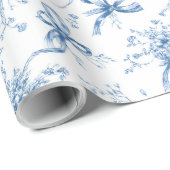 Blue Ribbons and Bows Toile Coquette Pattern  Cadeaupapier (Rol Hoek)