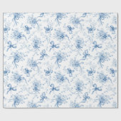Blue Ribbons and Bows Toile Coquette Pattern  Cadeaupapier (Vlak)