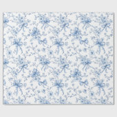 Blue Ribbons and Bows Toile Coquette Pattern  Cadeaupapier (Vlak)
