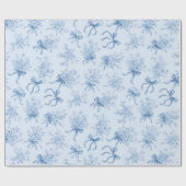 Blue Ribbons and Bows Toile Coquette Pattern  Cadeaupapier (Vlak)