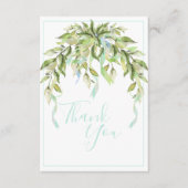 Blue Ribbons Greenery Elegant Hartelijk dank Bedankkaart (Voorkant)