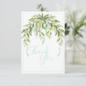 Blue Ribbons Greenery Elegant Hartelijk dank Bedankkaart (Staand voorkant)