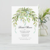 Blue Ribbons Greenery Elegant Vrijgezellenfeest Kaart (Staand voorkant)