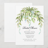 Blue Ribbons Greenery Elegant Vrijgezellenfeest Kaart (Voorkant / Achterkant)