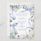 Blue Ribbons & Hydrangeas Boy Baby shower Kaart (Voorkant)