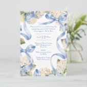 Blue Ribbons & Hydrangeas Boy Baby shower Kaart (Staand voorkant)