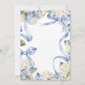 Blue Ribbons & Hydrangeas Boy Baby shower Kaart (Achterkant)