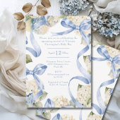 Blue Ribbons & Hydrangeas Boy Baby shower Kaart