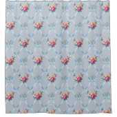  Blue Ribbons Roos Floral  Wallpaper Douchegordijn (Voorkant)