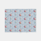 Blue Ribbons Roos Floral Wallpaper Fleece Deken (Voorkant (Horizontaal))
