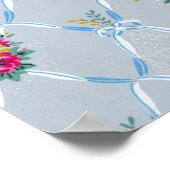  Blue Ribbons Roos Floral  Wallpaper Poster (Hoek)