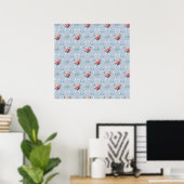  Blue Ribbons Roos Floral  Wallpaper Poster (Thuiskantoor)
