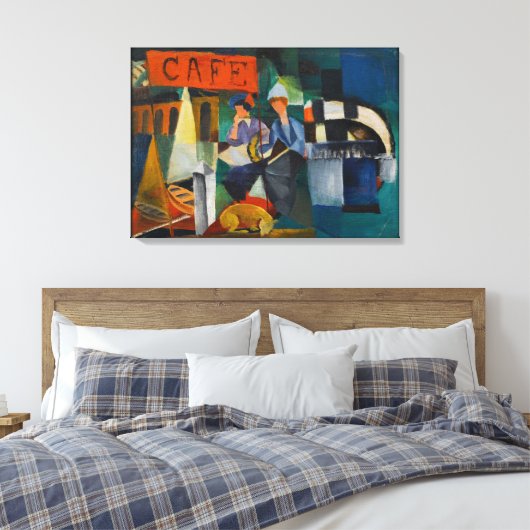 Blue Rider Cafe Expressionistische Kunst Reproduct Canvas Afdruk (Insitu (Slaapkamer))