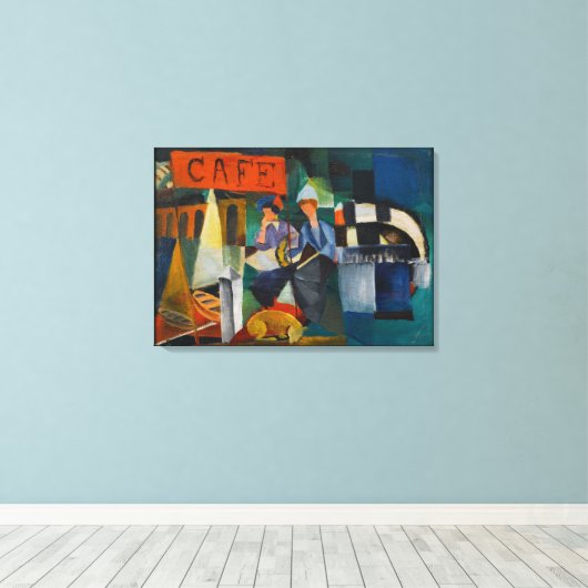 Blue Rider Cafe Expressionistische Kunst Reproduct Canvas Afdruk (Insitu (Houten vloer))