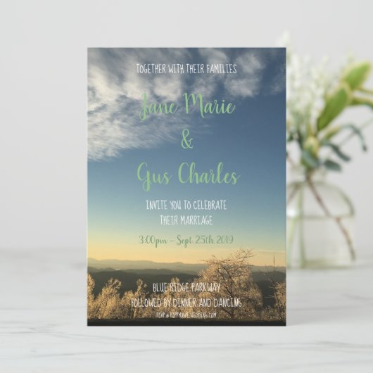 Blue Ridge bruiloft uitnodiging (Staand voorkant)