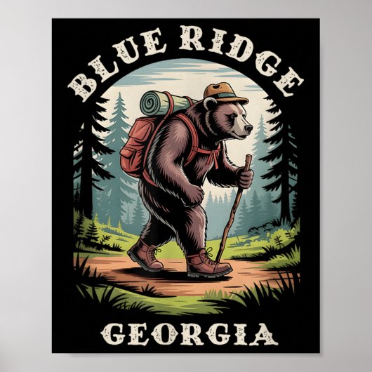 Blue Ridge, Georgia Ga Mountains Hiking Bear Fores Poster (Voorkant)